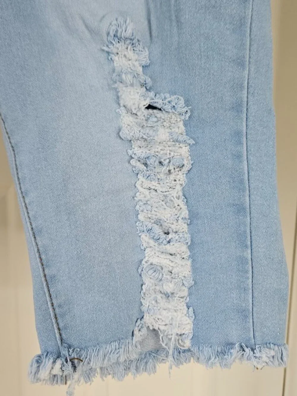 Fashion Nova Bermuda Shorts Denim Blue Distressed Ripped High Waisted New Tag 11